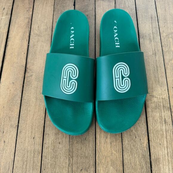 Coach Patch Logo Slide Green Poolslide Sandal Men’s 13 - Picture 4 of 7